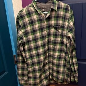 Eddie Bauer Green and Blue Plaid Button-Down Shirt